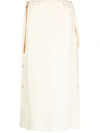 Totême Lyocell Linen Midi Skirt With Side Buttons In Vanilla