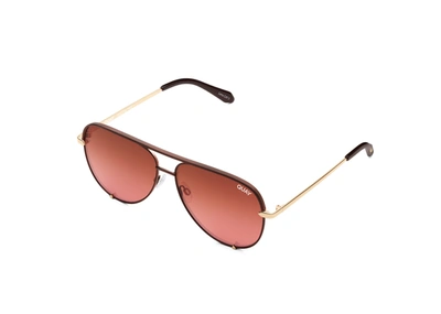 Quay High Key Mini Sunglasses In Black,fade Polarized