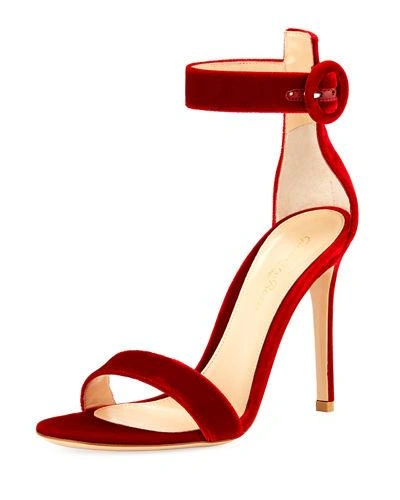 Gianvito Rossi Portofino 100 Suede Sandals In Red