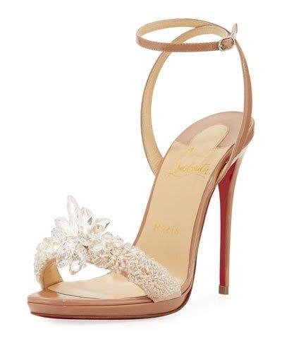 Christian Louboutin Crystal Queen Embellished Sandal, Nude