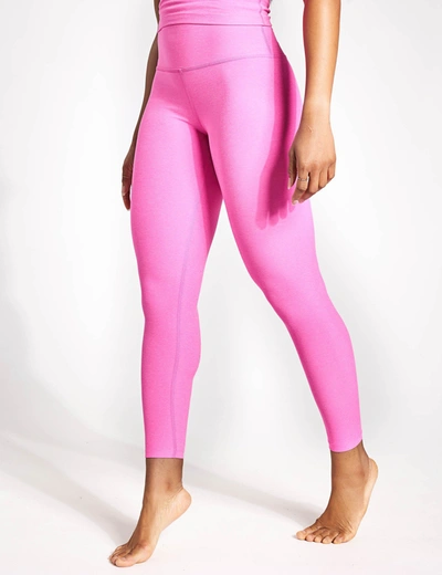 Beyond Yoga Caught In The Midi High-waist Space-dye Leggings In Pink Hype Heather
