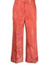 Alberto Biani Cropped Jacquard-pattern Trousers In Red