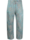 Alberto Biani Floral Print Jacquard Trousers In Black