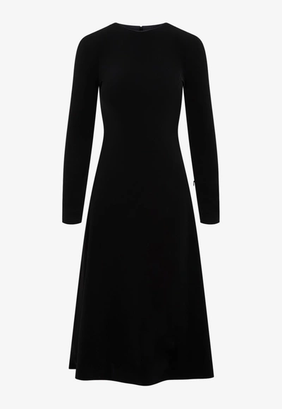 BALENCIAGA A-LINE LONG-SLEEVED MIDI DRESS,725090.TMO70-1000 BLACK