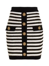 Balmain Button-embellished Metallic Striped Knitted Mini Skirt