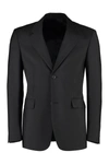 PRADA PRADA PADDED SHOULDERS WOOL AND MOHAIR BLAZER