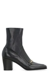 Saint Laurent Beau Square Toe Boots In Black