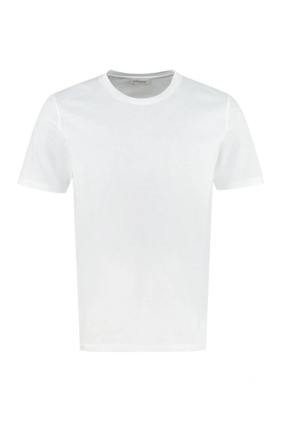 Saint Laurent Cotton Crew-neck T-shirt In Blanc