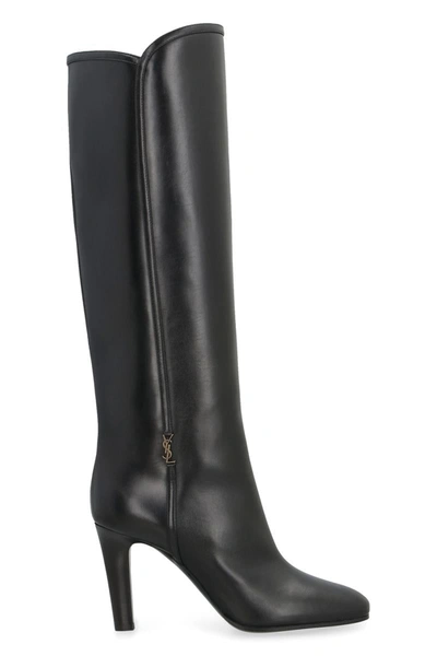 Saint Laurent Jane Leather Boots In Black