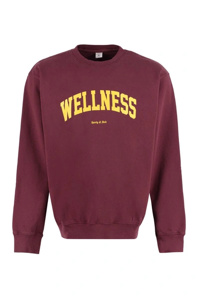 Sporty And Rich Sporty & Rich Logo Printed Crewneck Sweatshirt In Merlot & Gold