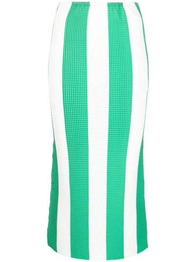 Sunnei High-waisted Striped Midi Skirt In Green