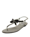 RENÉ CAOVILLA VELVET EMBELLISHED BOW FLAT SANDAL, GRAY/MULTI,PROD198120022