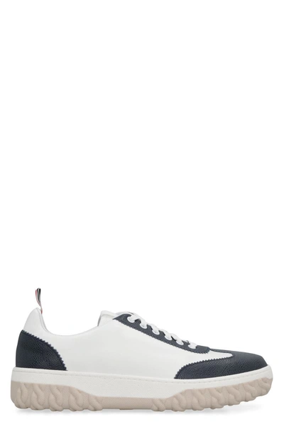 Thom Browne Low Top Leather Sneakers In White