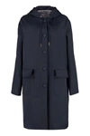 Thom Browne Nylon Tech Hooded Parka In Blue