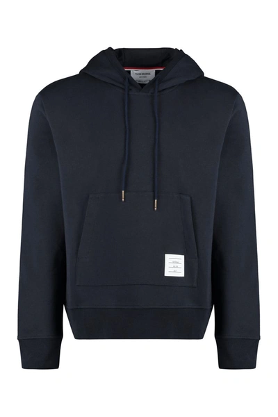 Thom Browne Cotton Loopback Broderie Anglaise Relaxed Hoodie In Blue