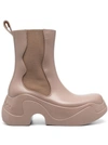 Xocoi Mid Rubber Ankle Boots In Beige