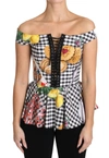 DOLCE & GABBANA DOLCE & GABBANA CHIC CHECKERED CORSET TOP WOMEN'S BLOUSE