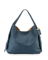 COACH GLOVE-TANNED PEBBLED LEATHER HOBO BAG, BLUE,PROD199830062