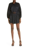 Zimmermann Devi Button-front Paneled Playsuit In Black