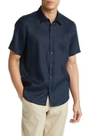 Theory Irving Regular Fit Short Sleeve Shirt In Baltic