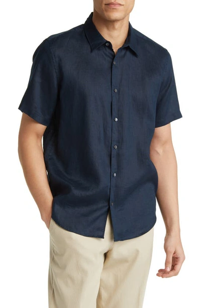 Theory Irving Regular Fit Short Sleeve Shirt In Blue