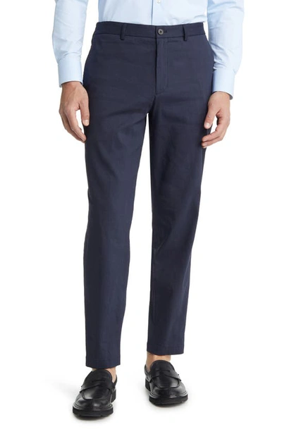 Theory Navy Curtis Tapered Cropped Stretch-cotton Blend Trousers In Space