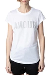ZADIG & VOLTAIRE WOOP BEADED AMOUR COTTON BLEND GRAPHIC T-SHIRT