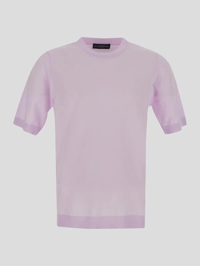 Ballantyne Knit Crew Neck T-shirt In Light Purple
