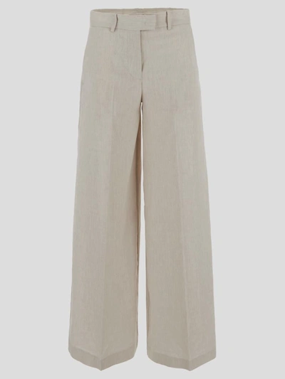 Ballantyne Wide Leg Linen Trousers In Grey