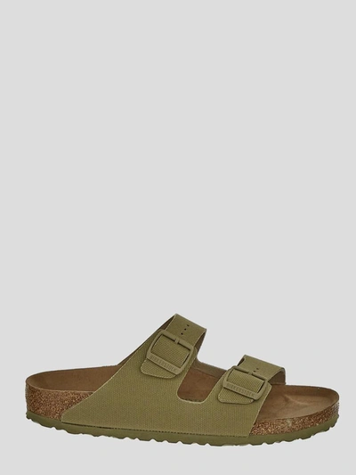 Birkenstock Sandals In <p> Slides In Faded Khaki Canvas With Tonal Branded Buckles