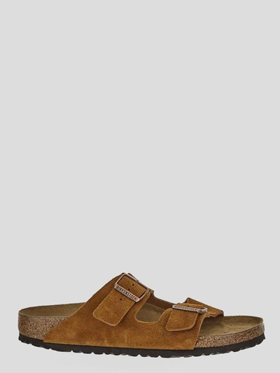 Birkenstock Sandals Camel In <p> Slides In Mink Velvet Leather