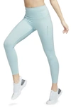 Nike Women's Go Firm-support High-waisted 7/8 Leggings With Pockets In Ocean Bliss/ Black