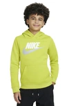 Nike Sportswear Club Fleece Big Kids' Pullover Hoodie In Bright Cactus/ Grey/ White