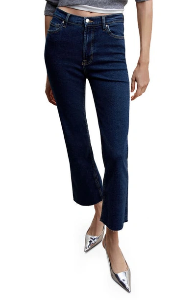 Mango Women's Crop Flared Jeans In Dark Blue