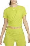 Nike Women's Dri-fit One Luxe Twist Cropped Short-sleeve Top In Bright Cactus
