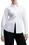 Mango Essential Stretch Poplin Button-up Shirt In Off White
