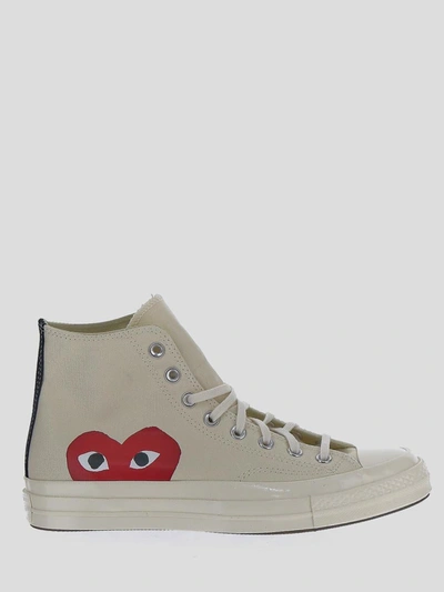 Comme Des Garçons Play X Converse Sneakers In <p> X Converse White Sneakers With Lace-up Closure