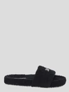 Dolce & Gabbana Terrycloth Slides With Logo Plate In Black