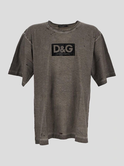 Dolce & Gabbana T-shirt Im Distressed-look In Brown