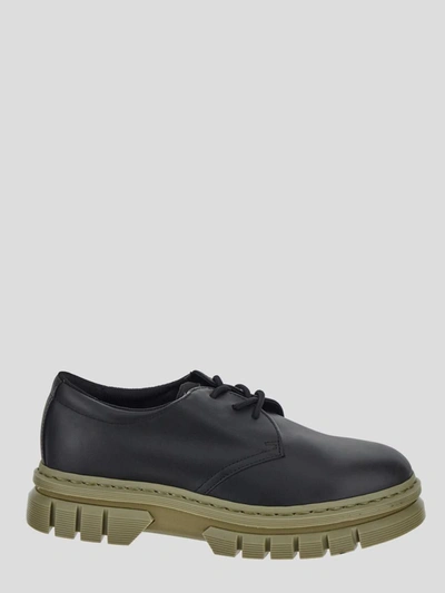 Dr. Martens' Dr Martens Boots In <p>dr Martens Low Boot In Black Leather With Pistachio Rubber Sole