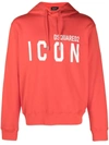 Dsquared2 Logo Printed Drawstring Hoodie In <p>logo-print Cotton Hoodie From  Featuring Orange, Cotton, Logo Print At The Chest, Drawst