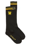 Off-white Stripped Stretch-wool Socks In Black Yellow