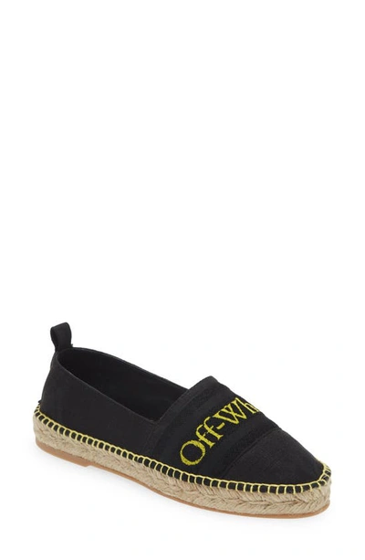 Off-white Logo-embroidered Espadrilles In Black/yellow