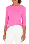 Nic + Zoe Boat Neck Cotton Blend T-shirt In Pink