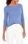 Nic + Zoe Boat Neck Cotton Blend T-shirt In Cornflower