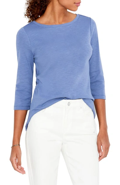 Nic + Zoe Boat Neck Cotton Blend T-shirt In Cornflower