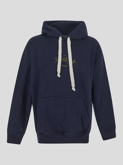 Family First Sweaters In <p> Hooded Sweatshirt T-shirt In Navy Blue Cotton With Prints