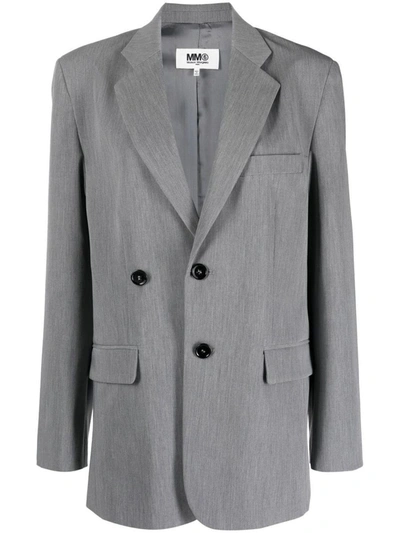 Mm6 Maison Margiela Double-breasted Jacket In 854 Grey Melange