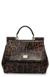 Dolce & Gabbana Top Handle Leopard Print Leather Bag In Leo Print Calf Hair