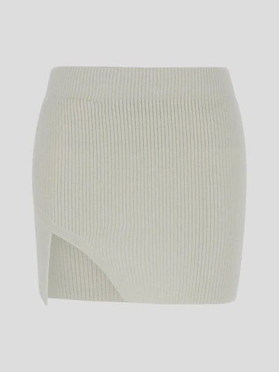 Laneus Mini Knit Slit Skirt In White